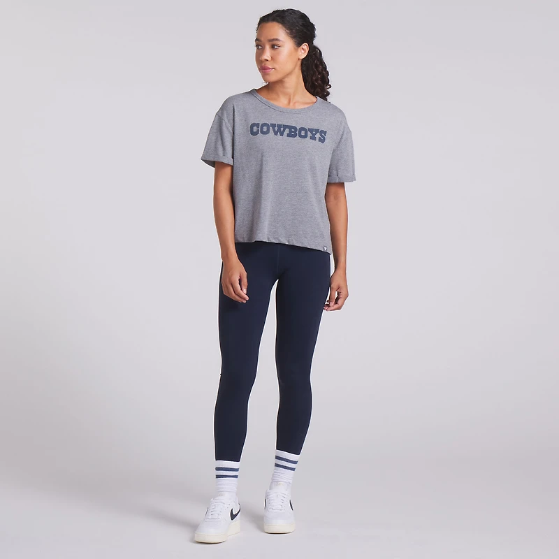 Women's Fanatics Heather Gray Dallas Cowboys Swing Pass Tri-Blend Boxy T-Shirt