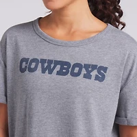 Women's Fanatics Heather Gray Dallas Cowboys Swing Pass Tri-Blend Boxy T-Shirt