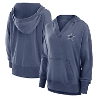 Women's Fanatics  Heather Navy Dallas Cowboys Initiative Snow Wash French Terry V-Neck Pullover Hoodie