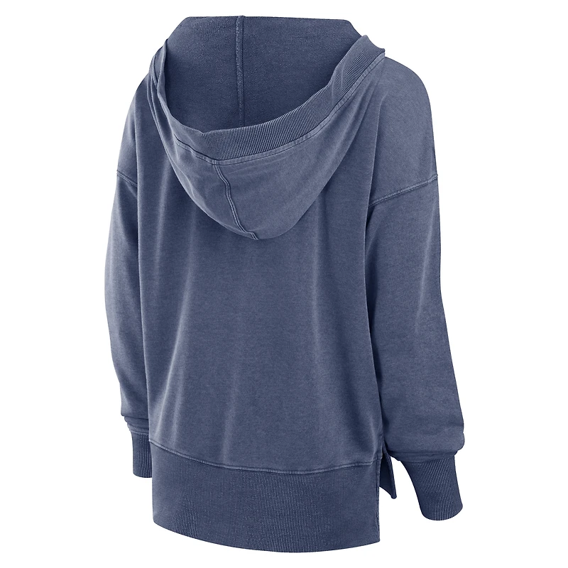Women's Fanatics  Heather Navy Dallas Cowboys Initiative Snow Wash French Terry V-Neck Pullover Hoodie