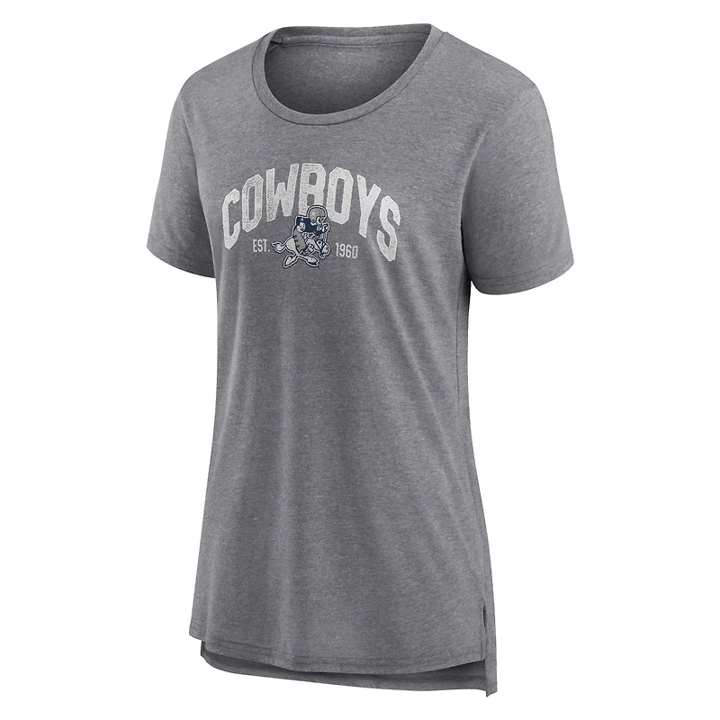 T-shirt moderne à dos tombant Fanatics pour femmes, gris chiné, Dallas Cowboys