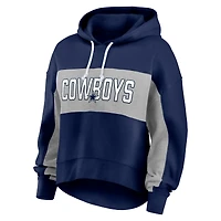 Women's Fanatics Navy/Heather Gray Dallas Cowboys Filled Stat Sheet Pullover Hoodie