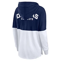 Women's Fanatics Navy/White Dallas Cowboys Backup Option Long Sleeve Hoodie T-Shirt