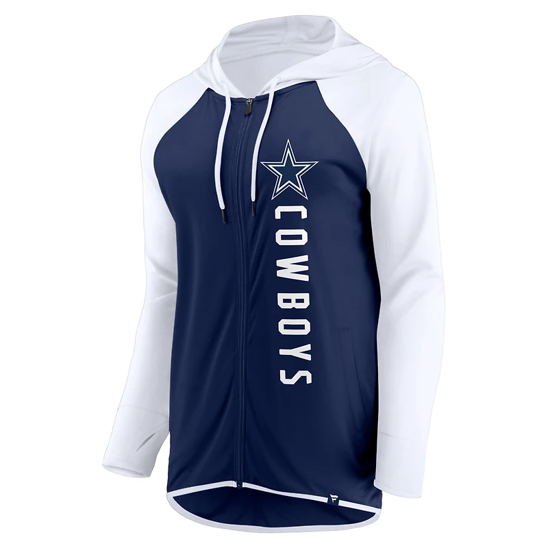 Sweat à capuche entièrement zippé Fanatics pour femmes, bleu marine/blanc, Dallas Cowboys Forever Fan