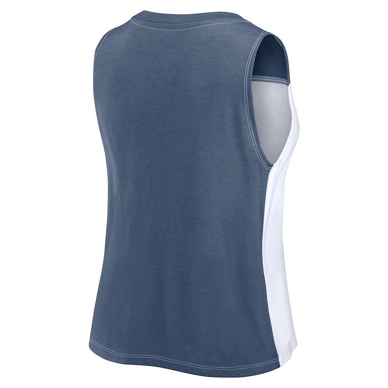 Women's Fanatics Navy/White Dallas Cowboys Script Color Block Tank Top