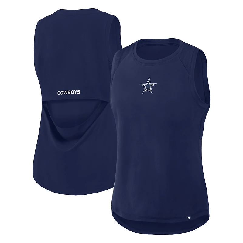 Women's Fanatics Navy Dallas Cowboys Draped Mesh Back Performance Tank Top