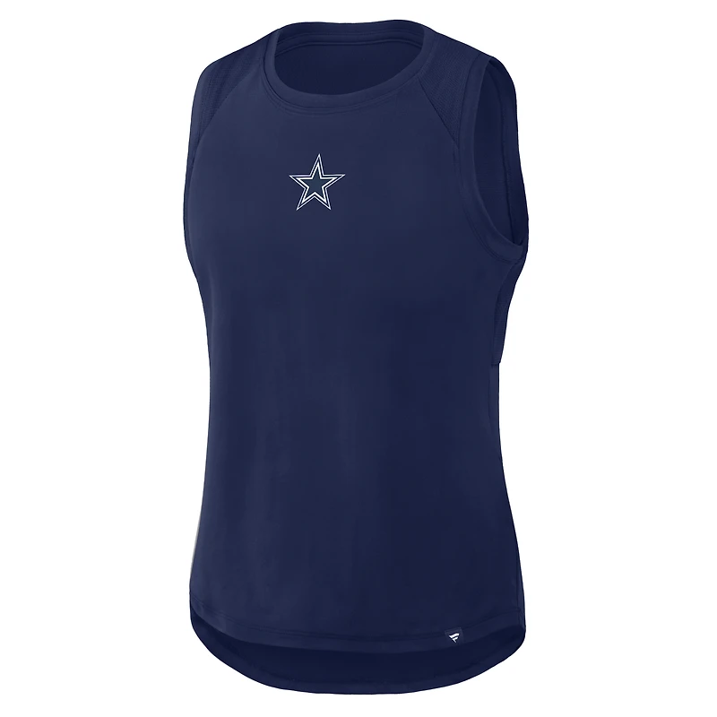 Women's Fanatics Navy Dallas Cowboys Draped Mesh Back Performance​ Tank Top