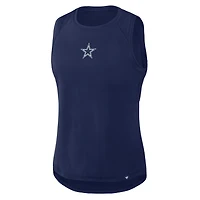Women's Fanatics Navy Dallas Cowboys Draped Mesh Back Performance​ Tank Top