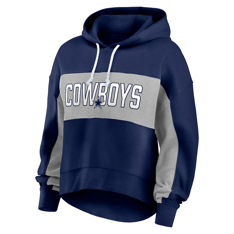 Women's Fanatics  Navy Dallas Cowboys Filled Stat Sheet Lighweight Modest Crop Hoodie