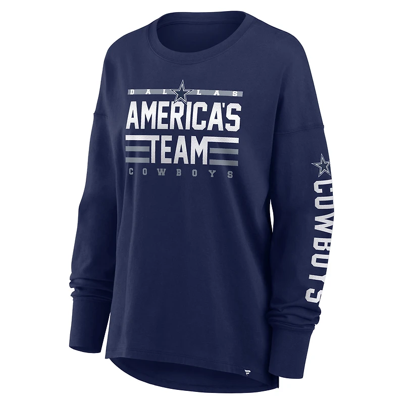 T-shirt à manches longues Fanatics bleu marine pour femme, motif Hometown Legacy des Cowboys de Dallas