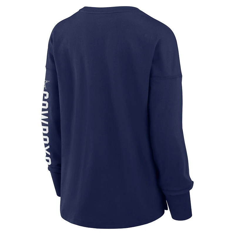 T-shirt à manches longues Fanatics bleu marine pour femme, motif Hometown Legacy des Cowboys de Dallas