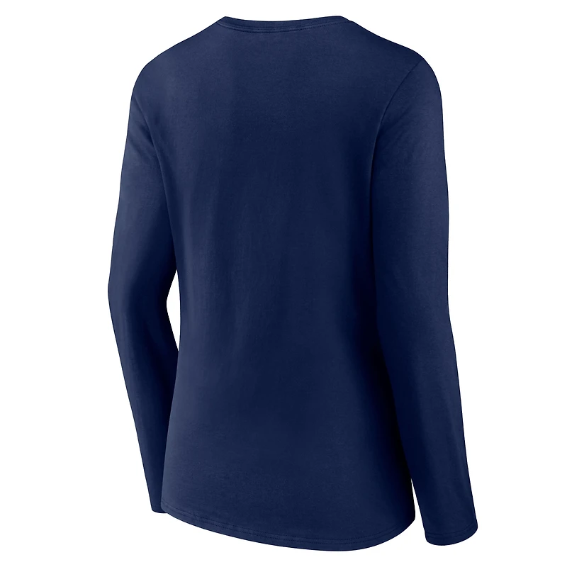 T-shirt à manches longues et col en V Fanatics pour femmes, bleu marine, Dallas Cowboys Hometown Sweep