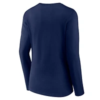 T-shirt à manches longues et col en V Fanatics pour femmes, bleu marine, Dallas Cowboys Hometown Sweep