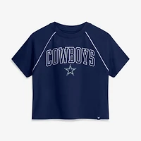 Haut court raglan tri-blend bleu marine pour femme, motif offensif des Dallas Cowboys (Fanatics).