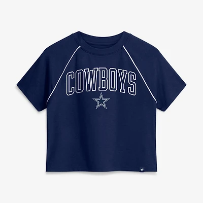 Women's Fanatics Navy Dallas Cowboys Offensive Scheme Raglan Tri-Blend Cropped Top