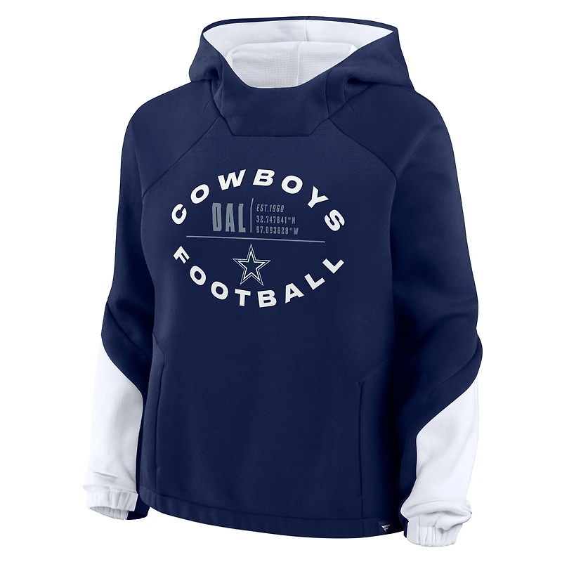 Women's Fanatics Navy Dallas Cowboys Oversized Redzone Bubble Screen Pullover Hoodie