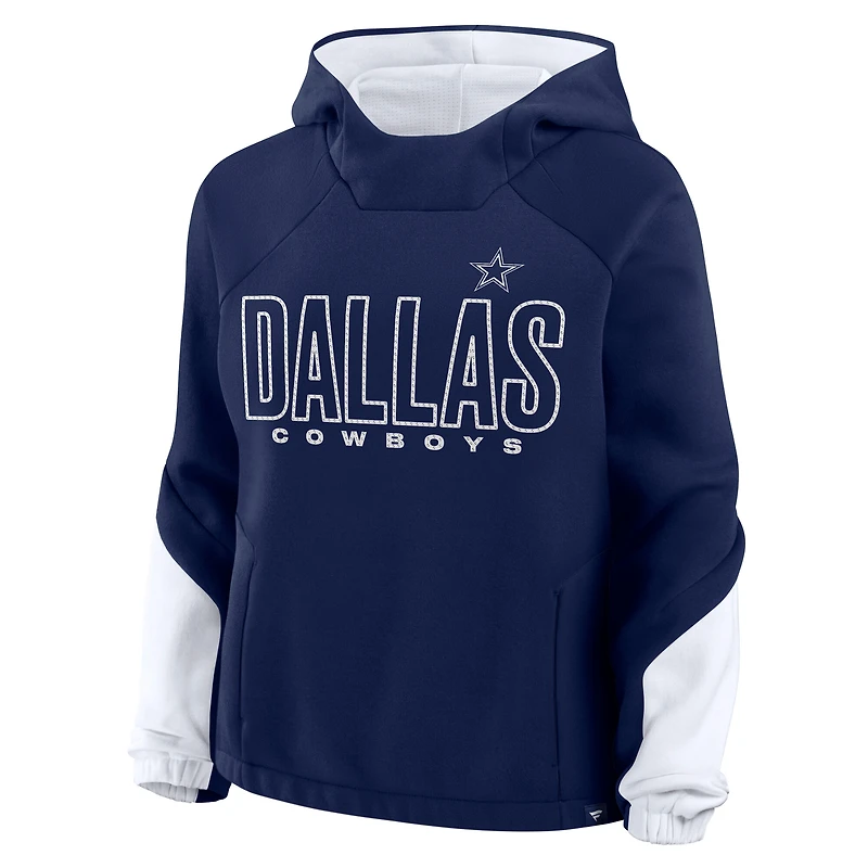 Sweat à capuche fantaisie bleu marine Dallas Cowboys Play Clock Bling pour femme