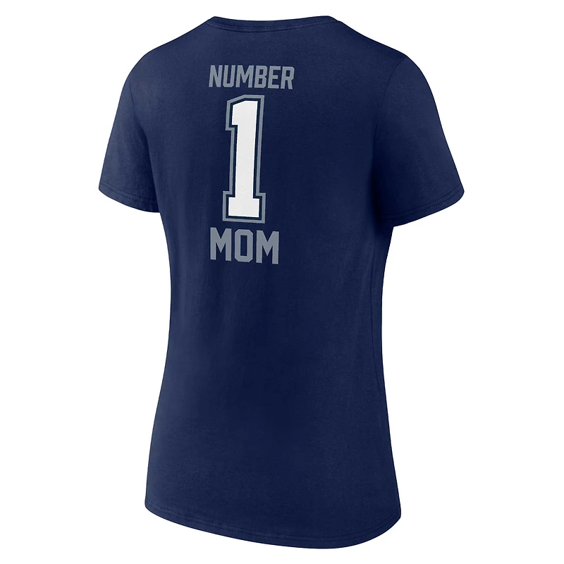 Women's Fanatics Navy Dallas Cowboys Plus Mother's Day #1 Mom V-Neck T-Shirt
