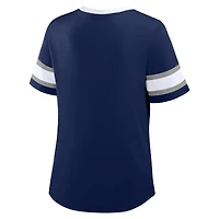 T-shirt à lacets et col en V Red Zone Athena pour femme, bleu marine, grande taille, des Cowboys de Dallas