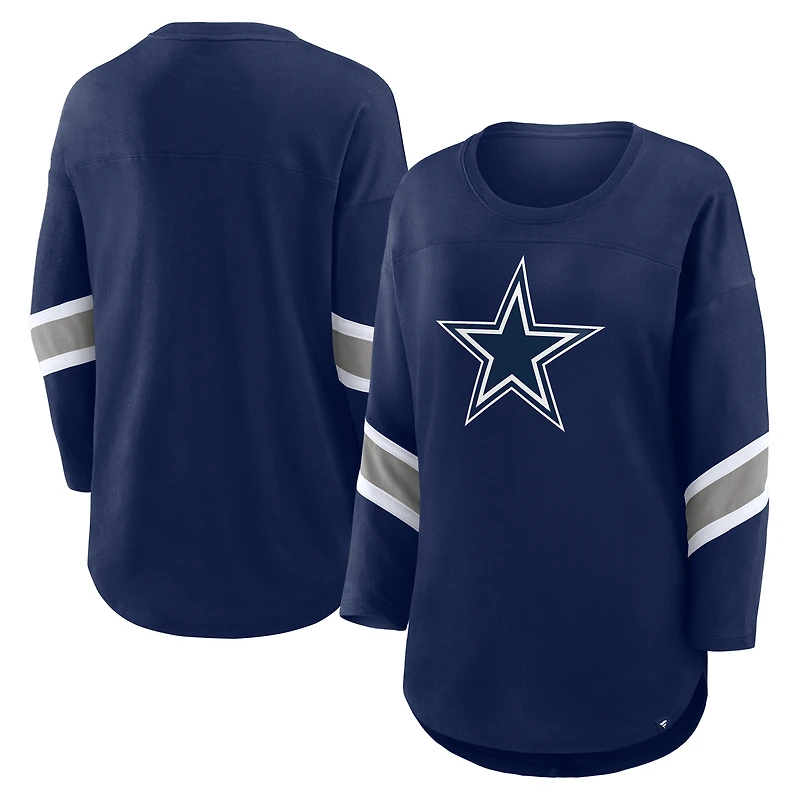 Women's Fanatics Navy Dallas Cowboys Plus Redzone 3/4-Sleeve Scoop Neck T-Shirt