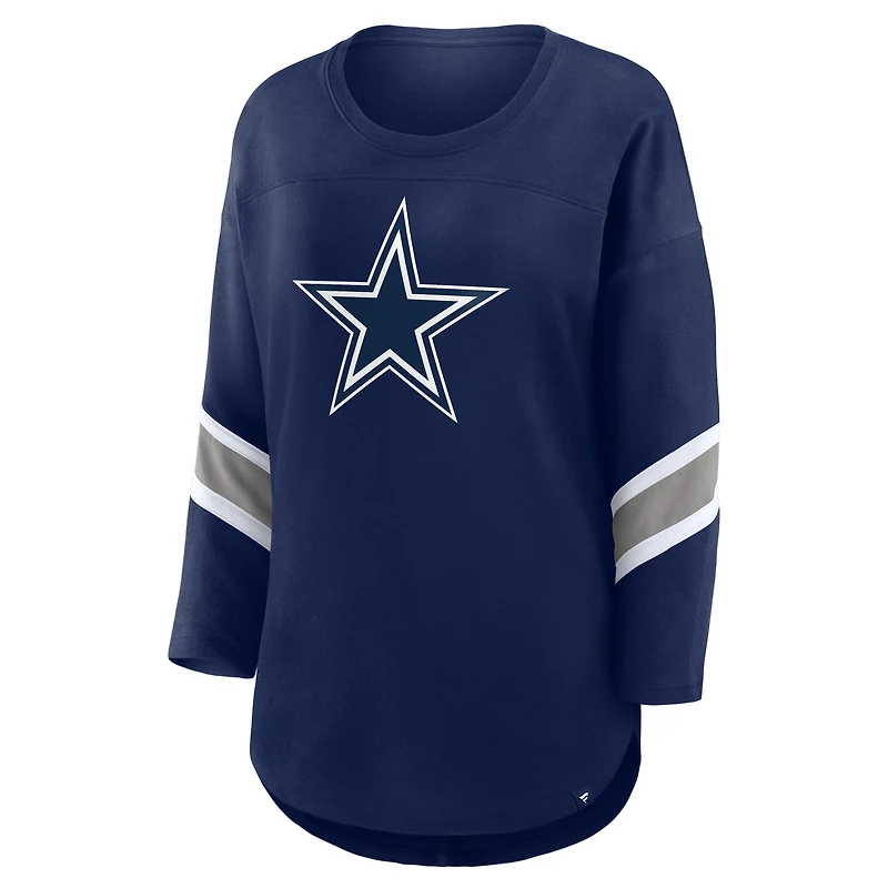 Women's Fanatics Navy Dallas Cowboys Plus Redzone 3/4-Sleeve Scoop Neck T-Shirt