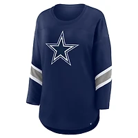 Women's Fanatics Navy Dallas Cowboys Plus Redzone 3/4-Sleeve Scoop Neck T-Shirt