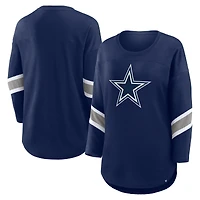 T-shirt Fanatics bleu marine à manches 3/4 et col rond pour femme, grande taille, des Cowboys de Dallas Redzone