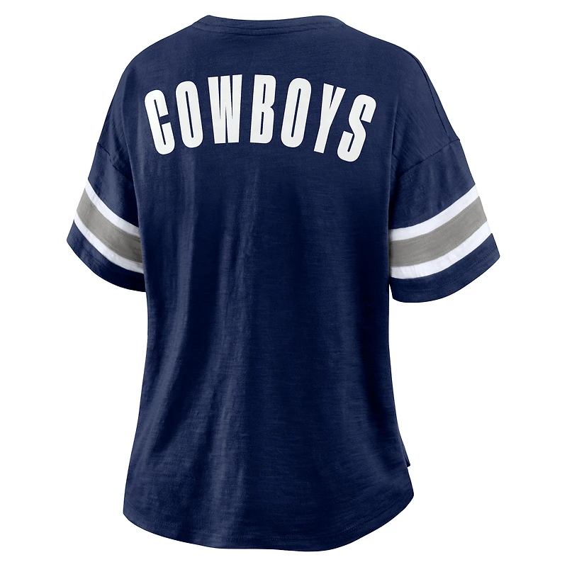 T-shirt Fanatics pour femme bleu marine Dallas Cowboys Redzone Curl Route