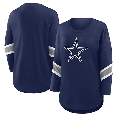 T-shirt Fanatics bleu marine à manches 3/4 pour femme des Cowboys de Dallas Redzone