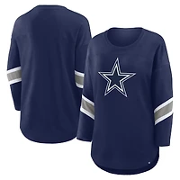T-shirt Fanatics bleu marine à manches 3/4 pour femme des Cowboys de Dallas Redzone