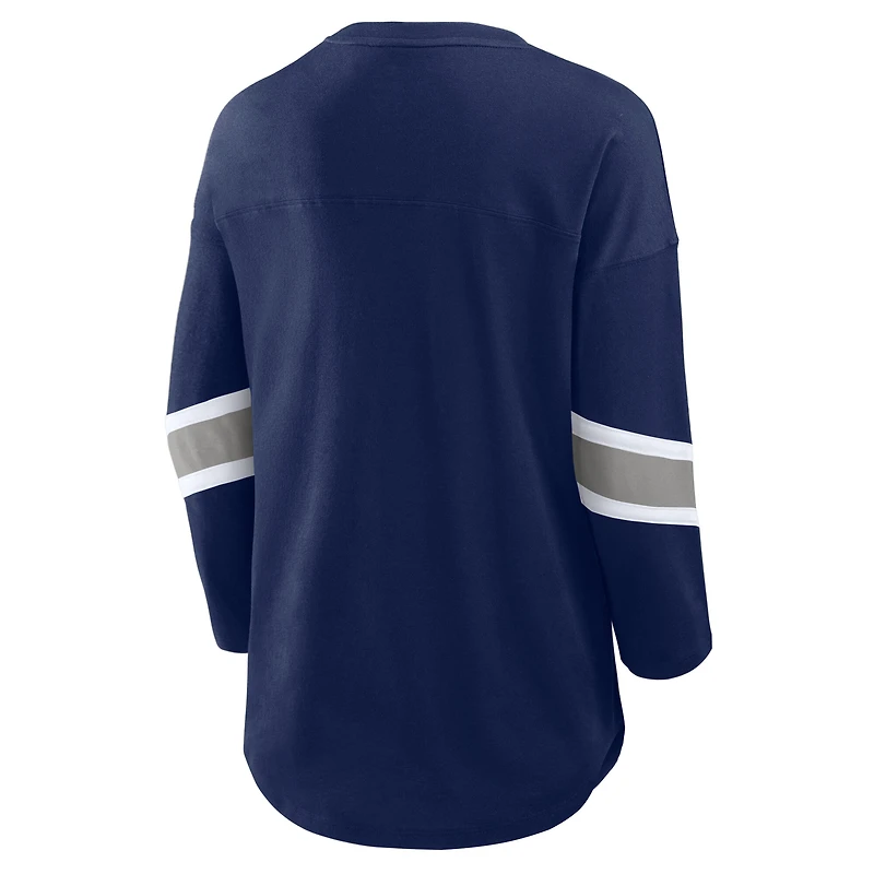 T-shirt Fanatics bleu marine à manches 3/4 pour femme, motif Redzone Bling des Cowboys de Dallas