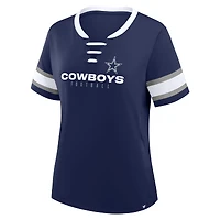 Women's Fanatics Navy Dallas Cowboys Redzone Draw Play Athena Lace-Up T-Shirt