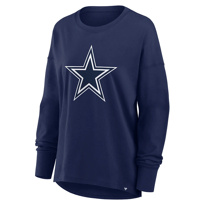Women's Fanatics Navy Dallas Cowboys Relaxed Hip Essential Long Sleeve T-Shirt