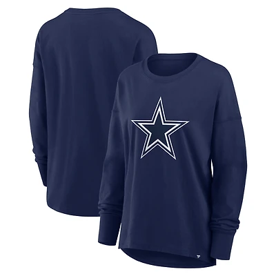 Women's Fanatics Navy Dallas Cowboys Relaxed Hip Essential Long Sleeve T-Shirt
