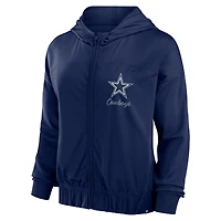 Sweat à capuche entièrement zippé Fanatics pour femmes, bleu marine, Dallas Cowboys Script Lock