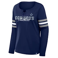Women's Fanatics  Navy Dallas Cowboys Team First Coverage Scheme Lace-Up Long Sleeve T-Shirt
