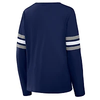 T-shirt à manches longues lacets Fanatics Navy Dallas Cowboys pour femmes