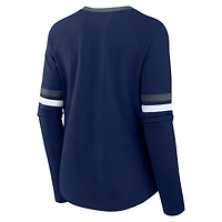 Women's Fanatics Navy Dallas Cowboys Won and Done Lace-Up Long Sleeve Fashion Top