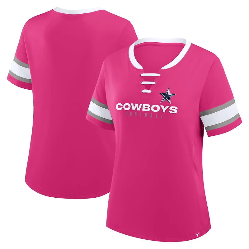 T-shirt à lacets Athena Redzone Draw Play des Cowboys de Dallas pour femmes, rose