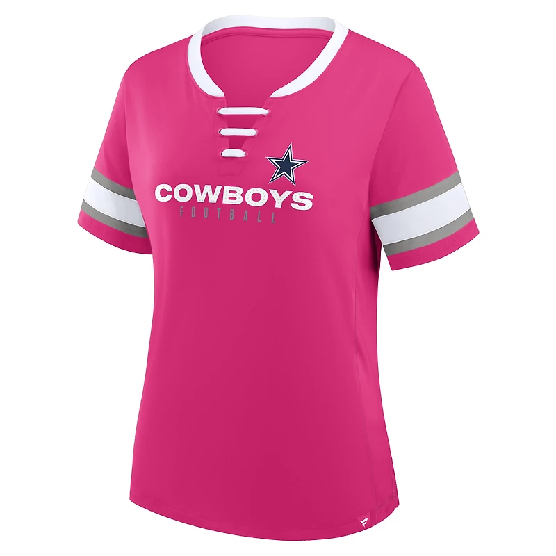 T-shirt à lacets Athena Redzone Draw Play des Cowboys de Dallas pour femmes, rose