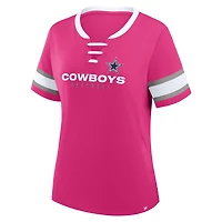 T-shirt à lacets Athena Redzone Draw Play des Cowboys de Dallas pour femmes, rose