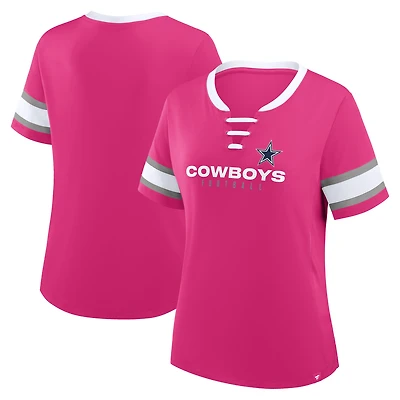 T-shirt à lacets Athena Redzone Draw Play des Cowboys de Dallas pour femmes, rose