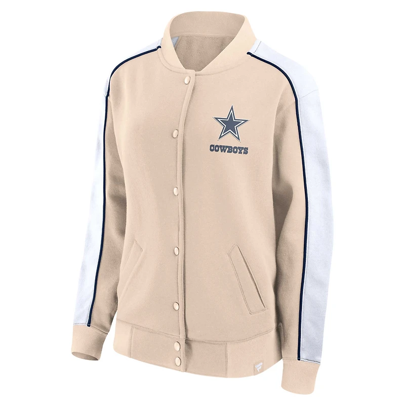 Veste universitaire à bouton-pression Fanatics Tan Dallas Cowboys Lounge pour femmes