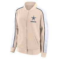 Women's Fanatics Tan Dallas Cowboys Lounge Full-Snap Varsity Jacket
