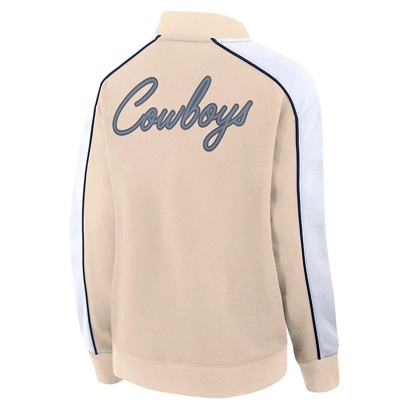 Veste universitaire à bouton-pression Fanatics Tan Dallas Cowboys Lounge pour femmes