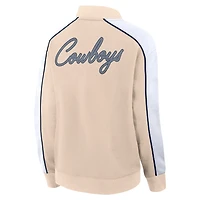 Veste universitaire à bouton-pression Fanatics Tan Dallas Cowboys Lounge pour femmes