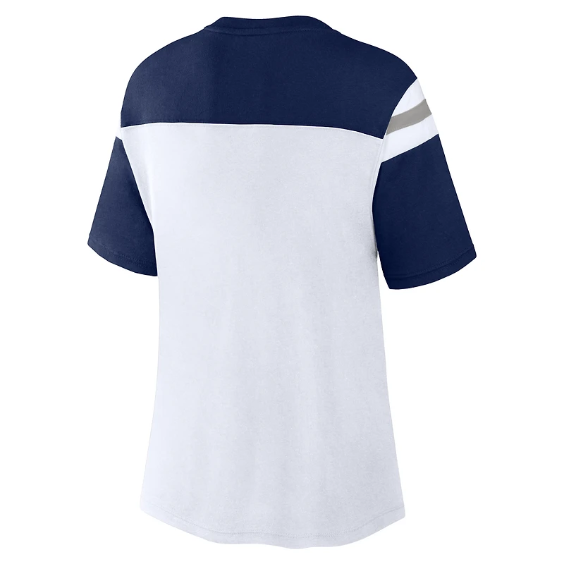 Haut court tendance blanc/bleu marine Dallas Cowboys pour femmes Fanatics