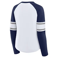 Women's Fanatics White/Navy Dallas Cowboys Redzone Blitz Package Raglan Lace-Up V-Neck Long Sleeve T-Shirt