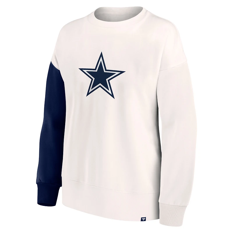 Fanatics pour femmes, blanc, Dallas Cowboys, logo principal color block - Sweat-shirt à capuche