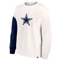 Fanatics pour femmes, blanc, Dallas Cowboys, logo principal color block - Sweat-shirt à capuche